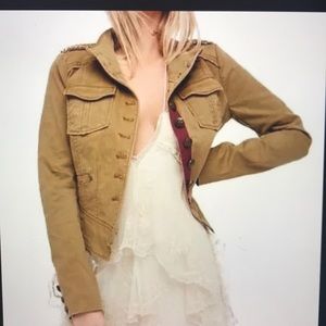 Free people shrunken officer military jacket